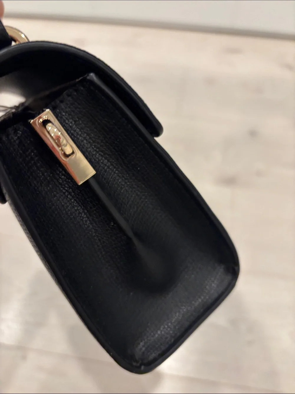 Ted Baker Black Structured Top-Handle Satchel with Gold Hardware
